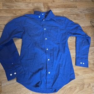 Boys Kids 10/12 Chaps Button Up Long Sleeved Shirt Blue